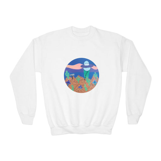 Youth Sweatshirt — Colorful Desert Cactus Sunset Crewneck
