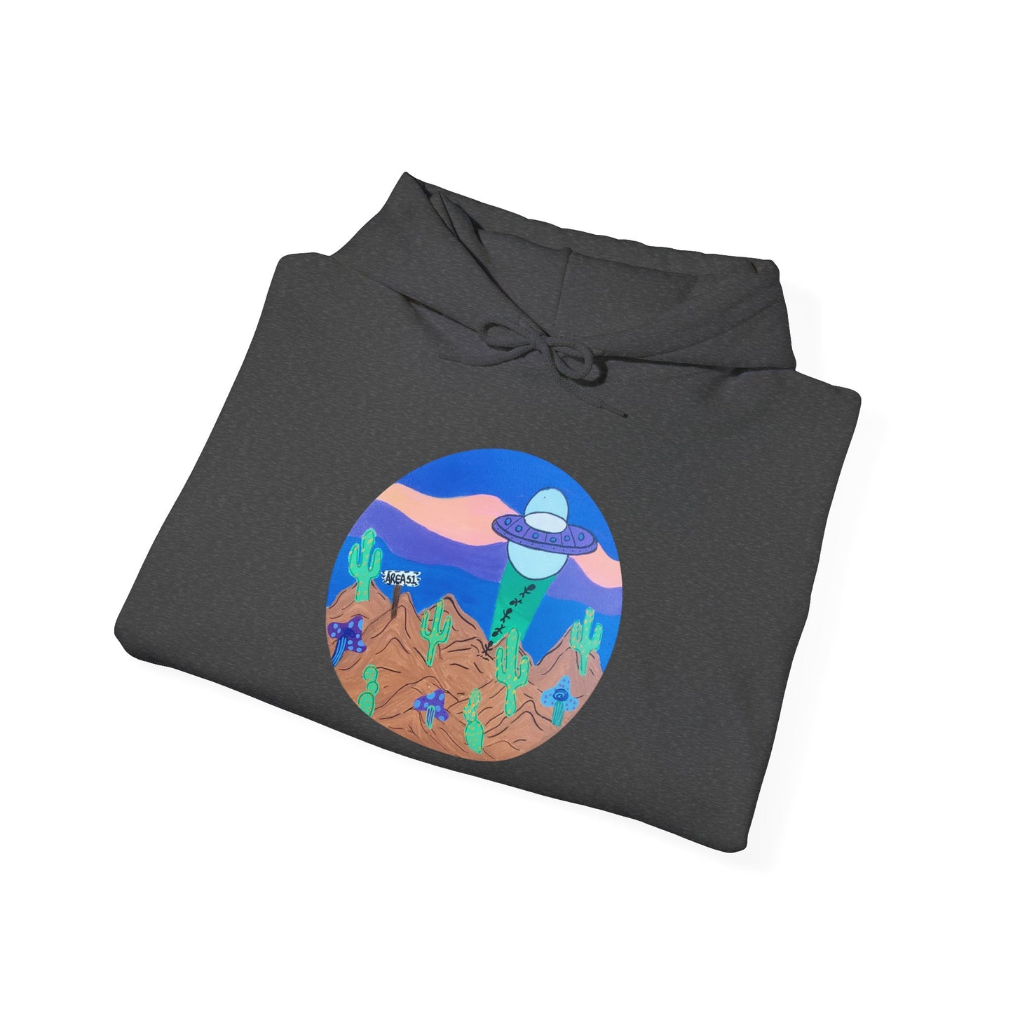Hoodie — Retro Desert UFO Graphic Pullover