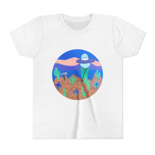 Youth Tee — Alien UFO Desert Illustration Kids T‑Shirt