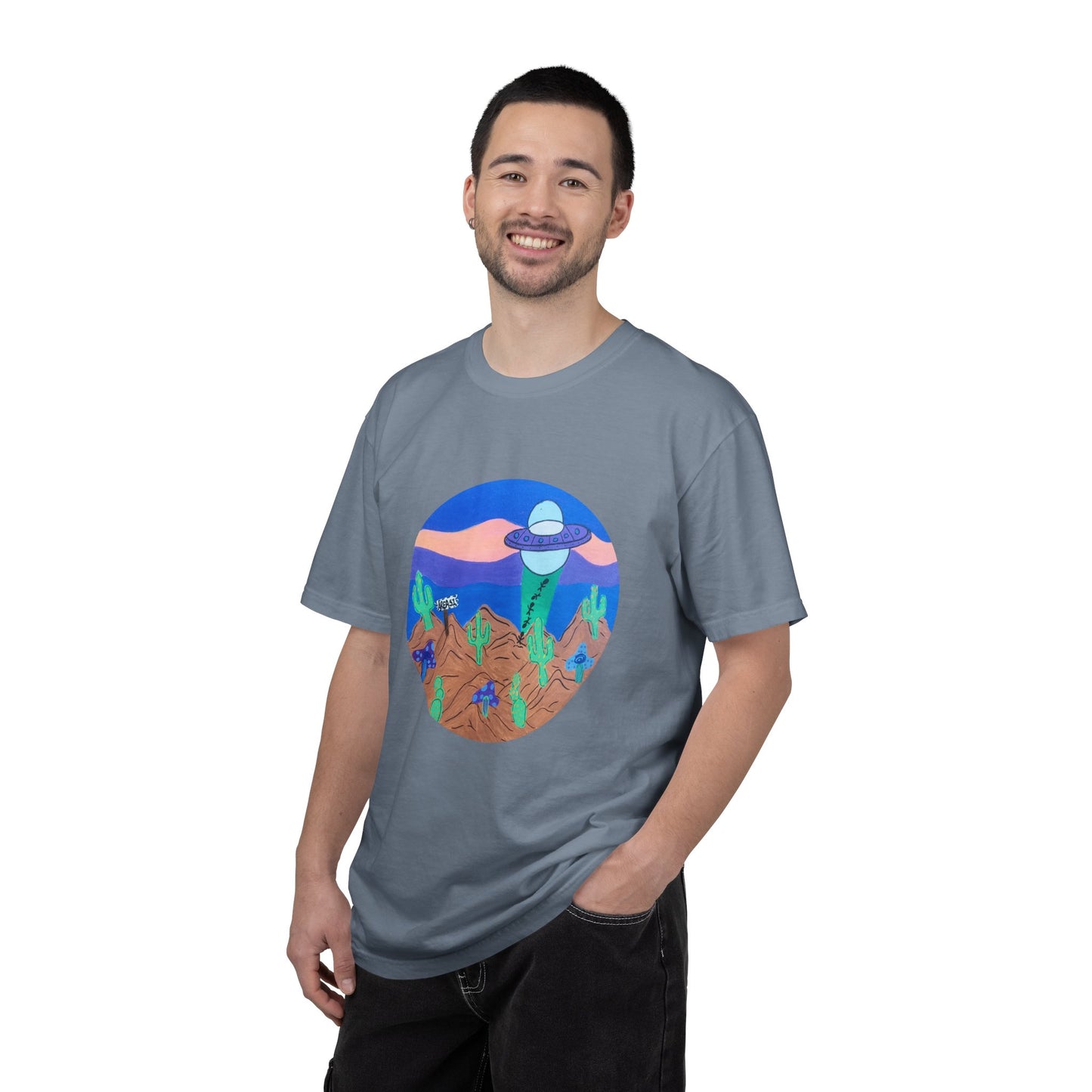 Desert UFO T-Shirt — Retro Alien Cactus Graphic Tee
