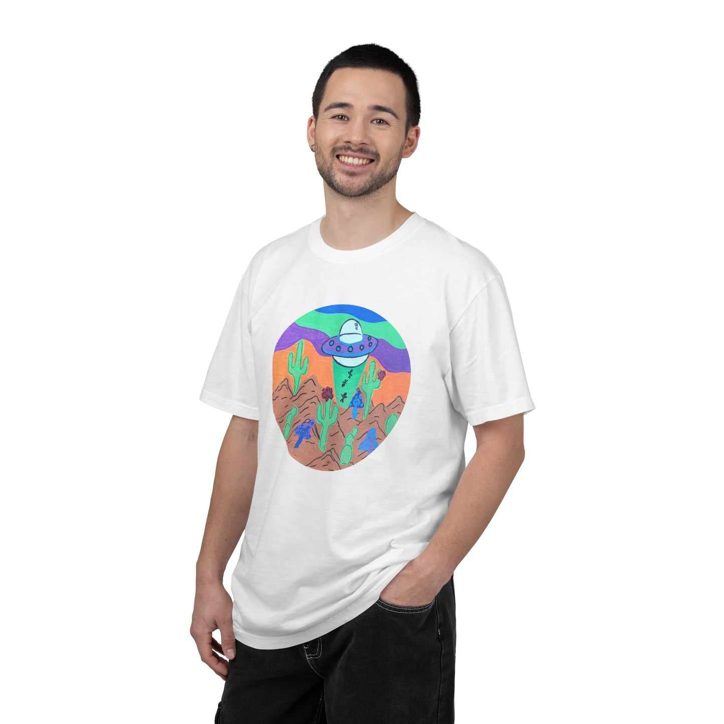 Alien Desert UFO T-Shirt — Retro Cactus Southwestern Graphic Tee
