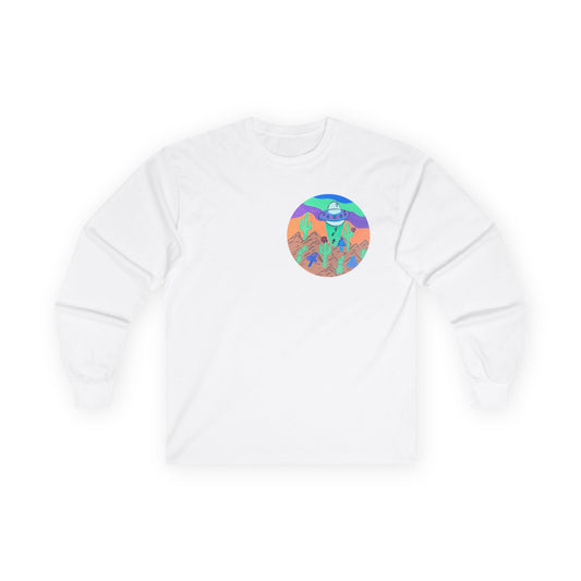 Long Sleeve Tee — Colorful Desert UFO Graphic