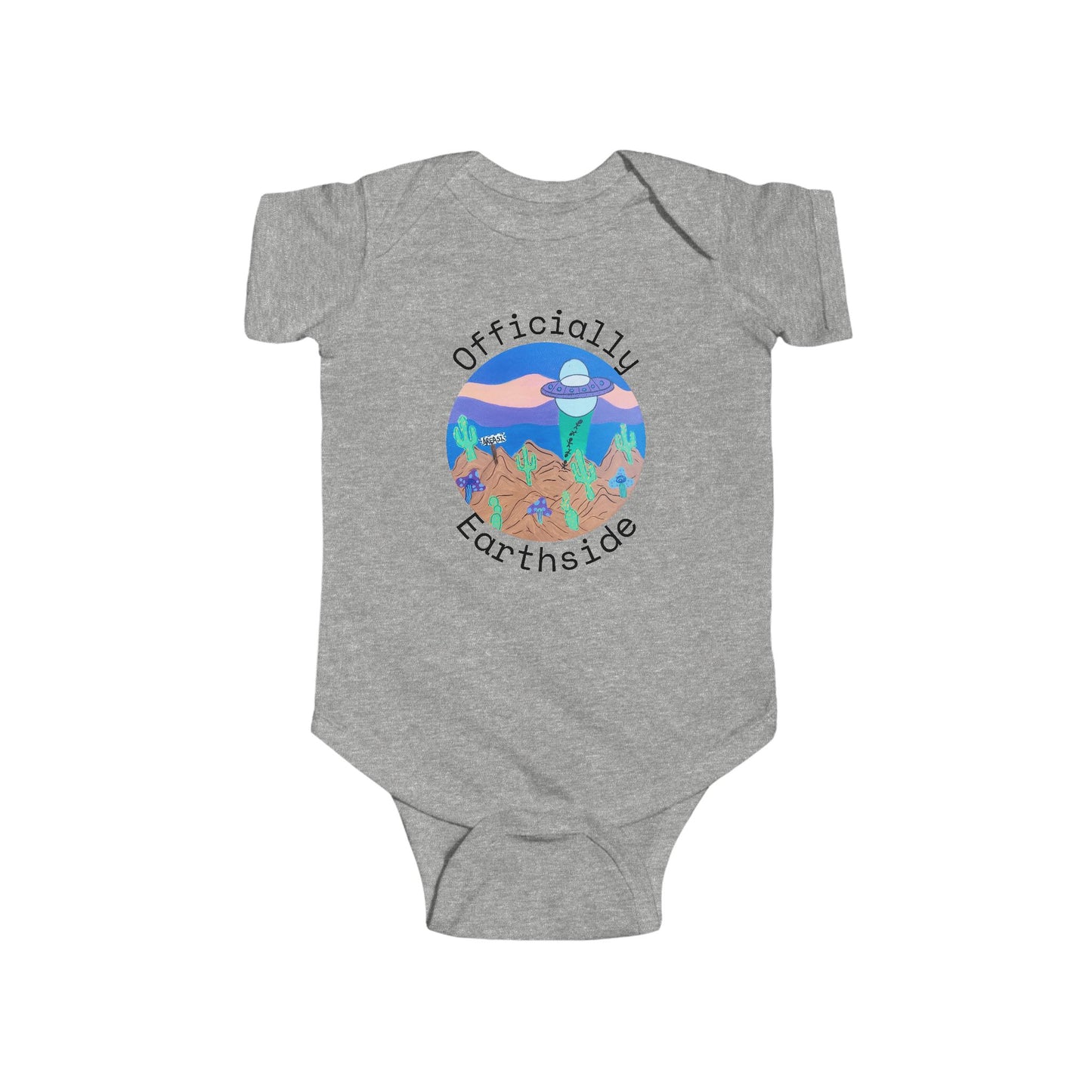 Infant Bodysuit “Officially Earthside” Cute Alien Baby Onesie
