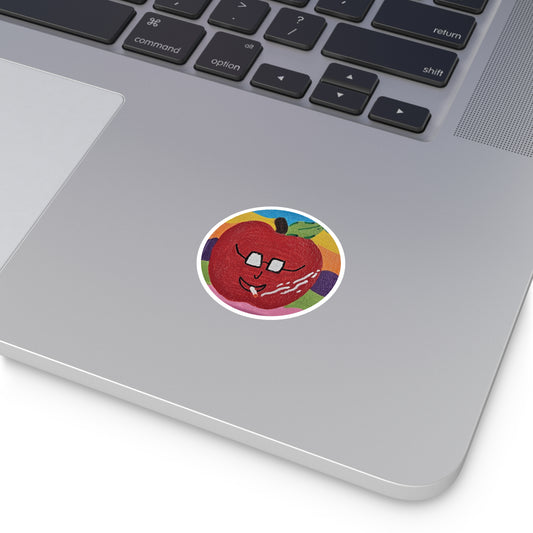 Smokin" Apple Round Sticker — Colorful Retro Sticker (Indoor/Outdoor)
