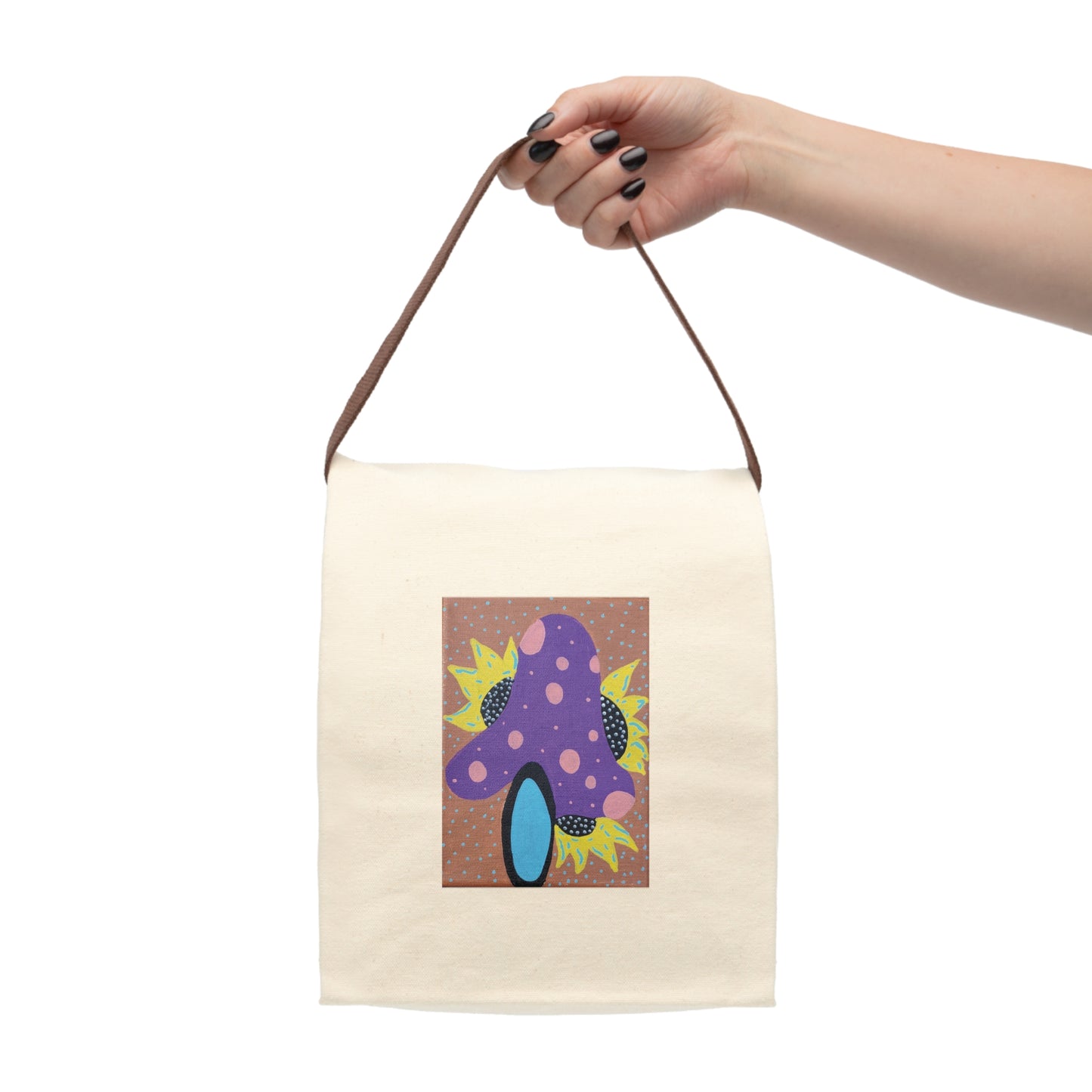 Canvas Lunch Bag — Funky Purple Mushroom Design. The Day Tripper Lunch Bag