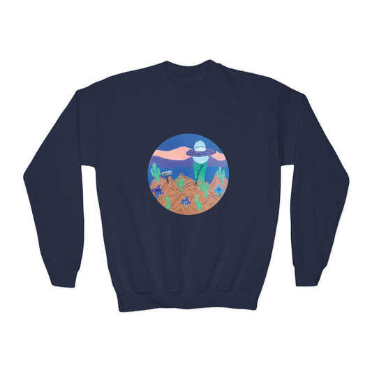 Youth Sweatshirt — Colorful Desert Cactus Sunset Crewneck