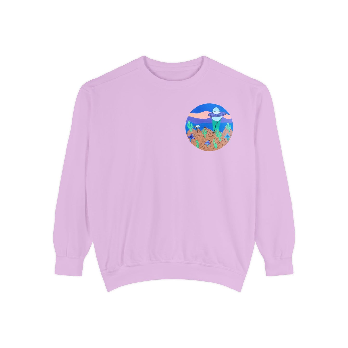 Moonlit Desert Crewneck Sweatshirt — Colorful Cactus Landscape Graphic