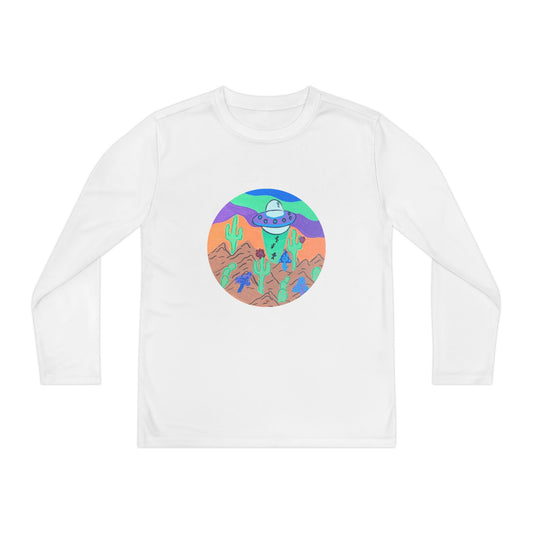 Kids Long Sleeve Tee - Colorful UFO Desert Graphic