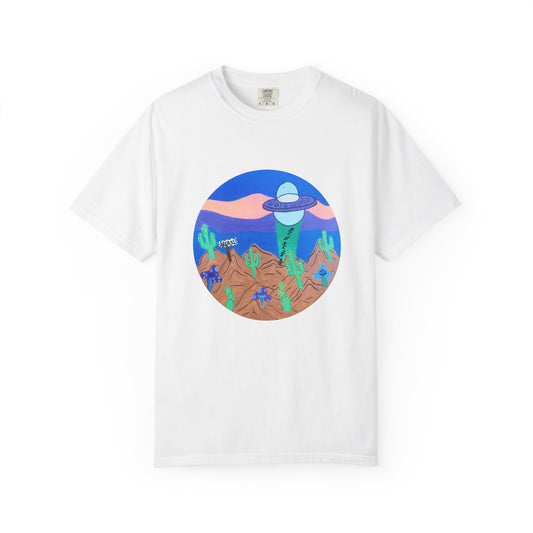 Desert UFO T-Shirt — Retro Alien Cactus Graphic Tee
