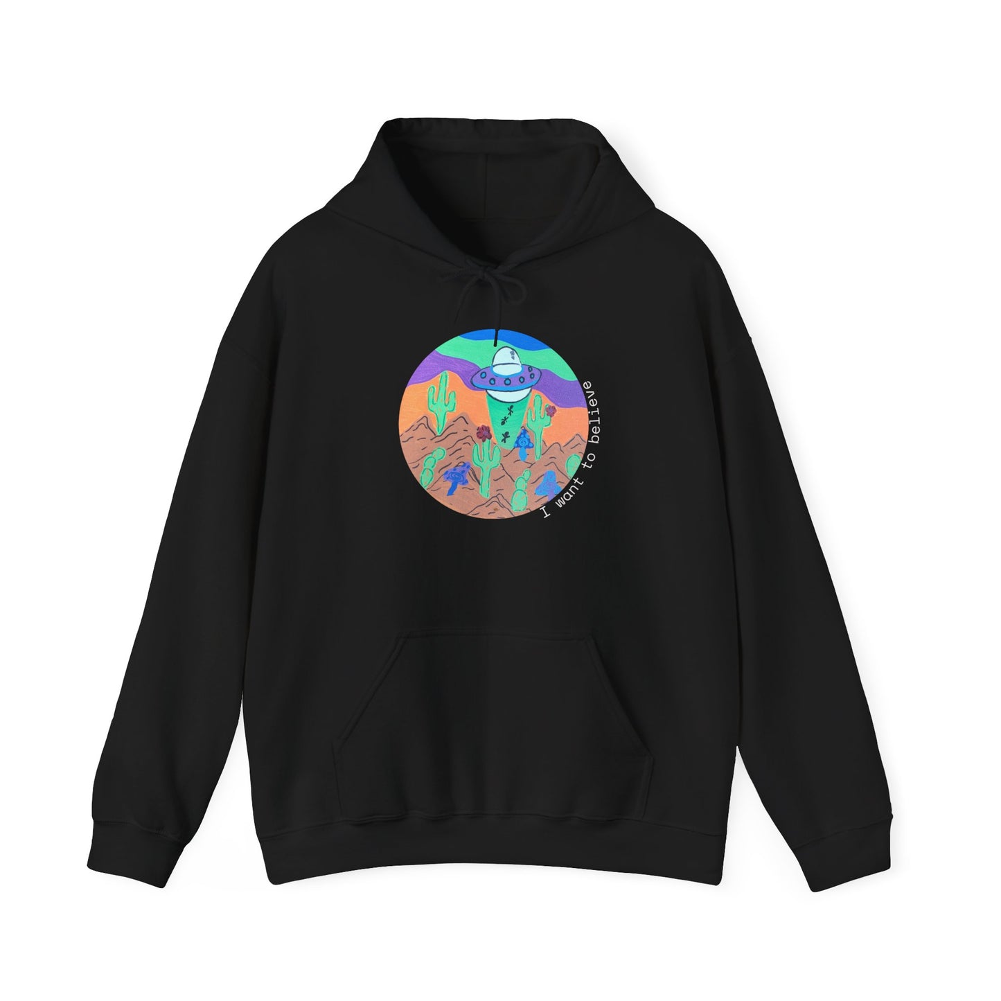 Alien Cactus Hoodie — Retro Desert UFO Graphic Sweatshirt
