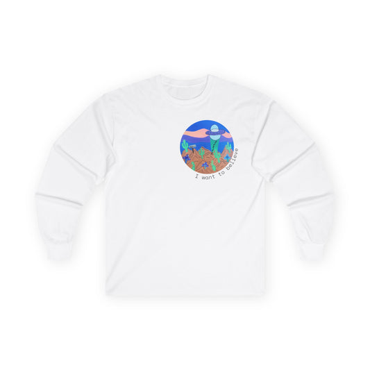 Desert Sunset Long Sleeve Tee — Colorful Cactus Landscape