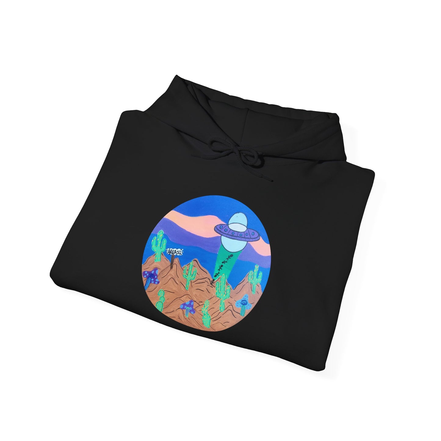 Hoodie — Retro Desert UFO Graphic Pullover