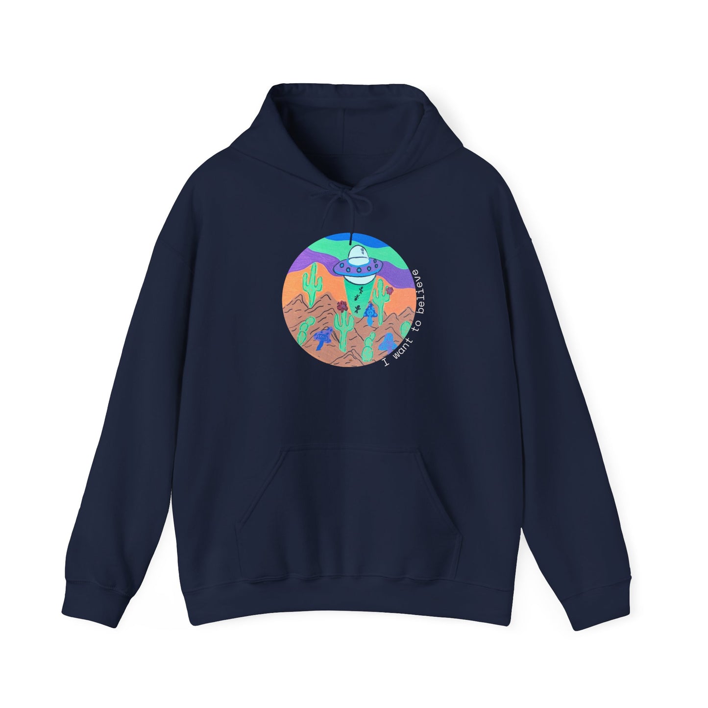 Alien Cactus Hoodie — Retro Desert UFO Graphic Sweatshirt
