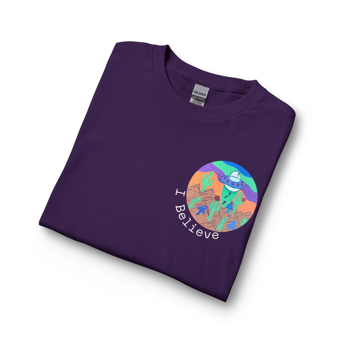 I Believe Long Sleeve Tee — Colorful UFO & Alien Graphic