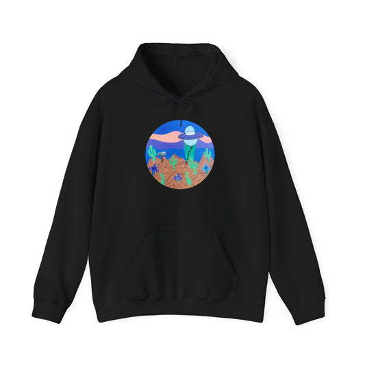 Hoodie — Retro Desert UFO Graphic Pullover
