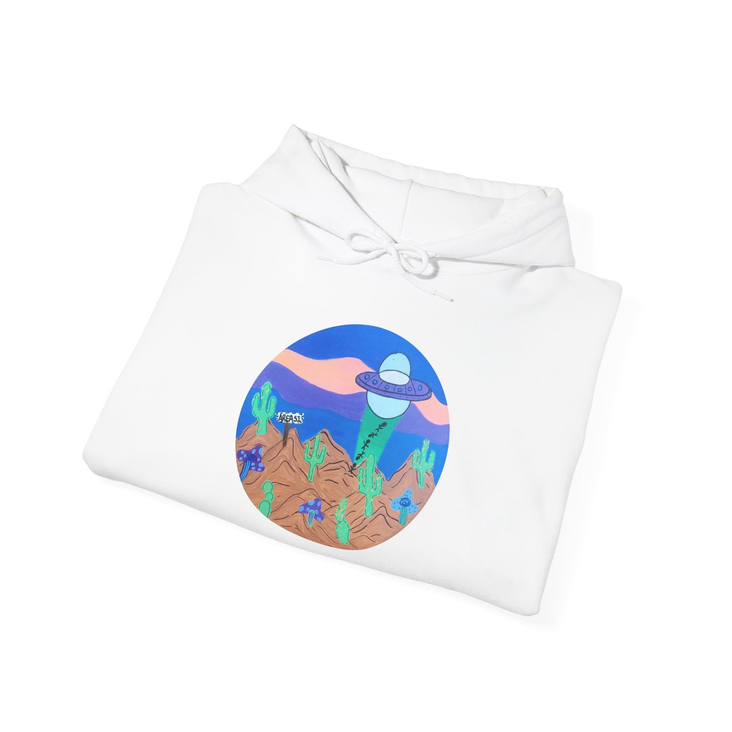 Hoodie — Retro Desert UFO Graphic Pullover