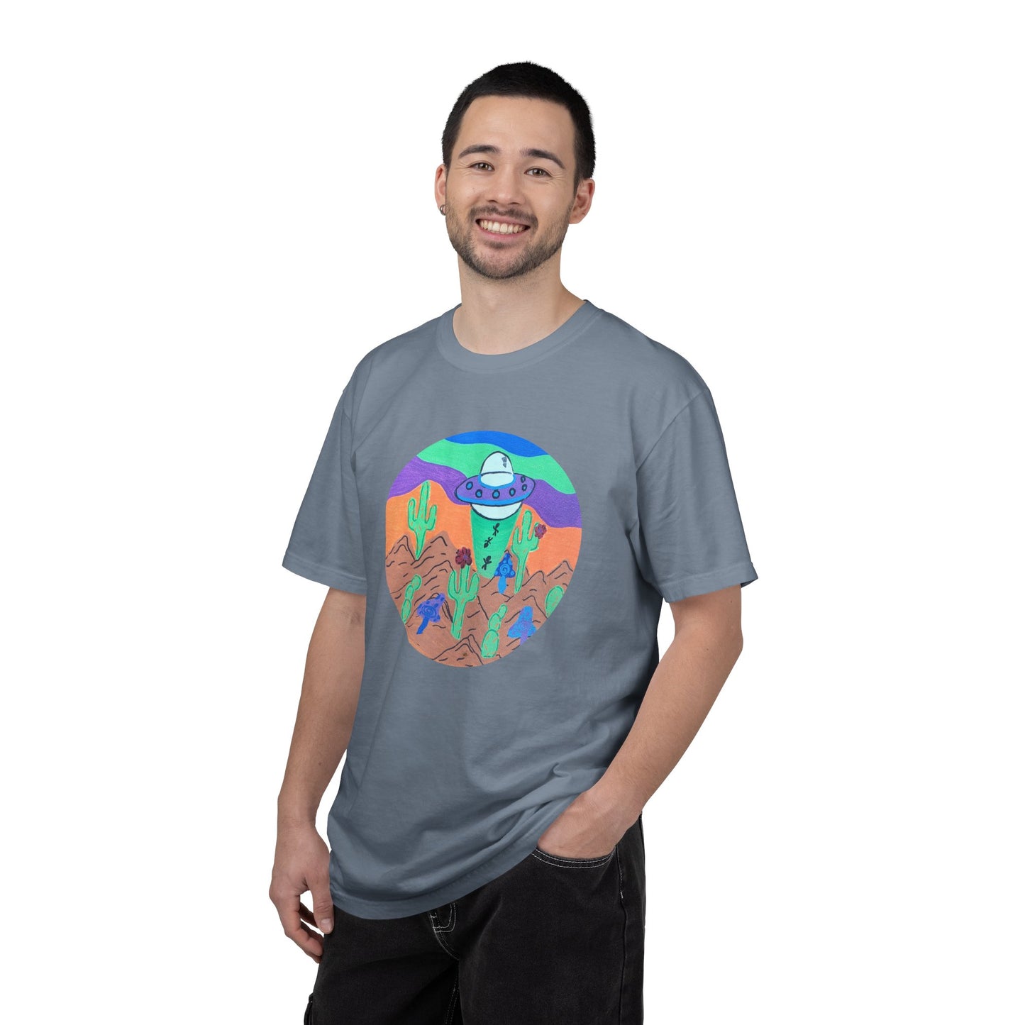 Alien Desert UFO T-Shirt — Retro Cactus Southwestern Graphic Tee