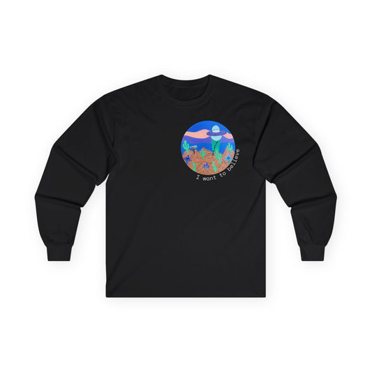 Desert Sunset Long Sleeve Tee — Colorful Cactus Landscape