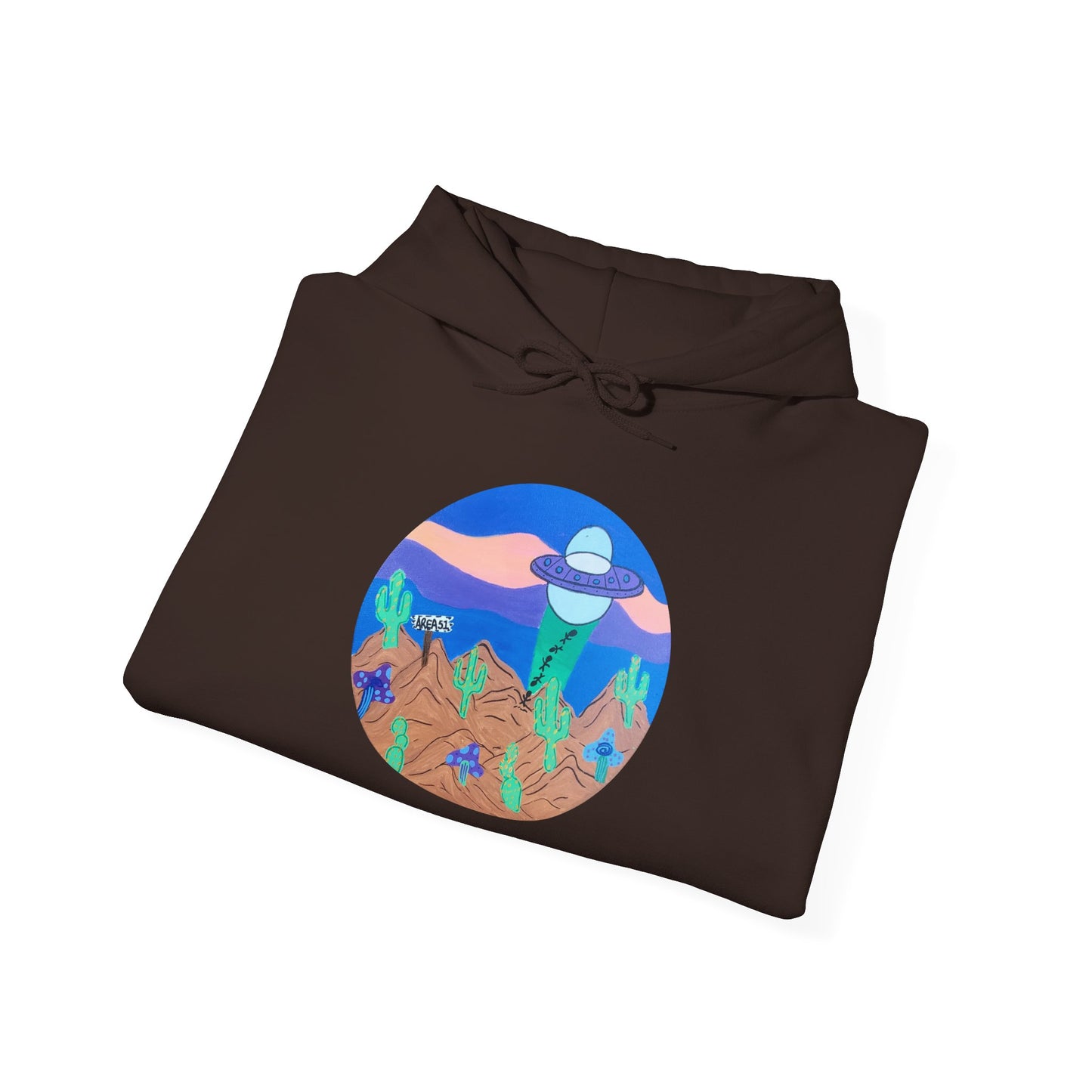 Hoodie — Retro Desert UFO Graphic Pullover