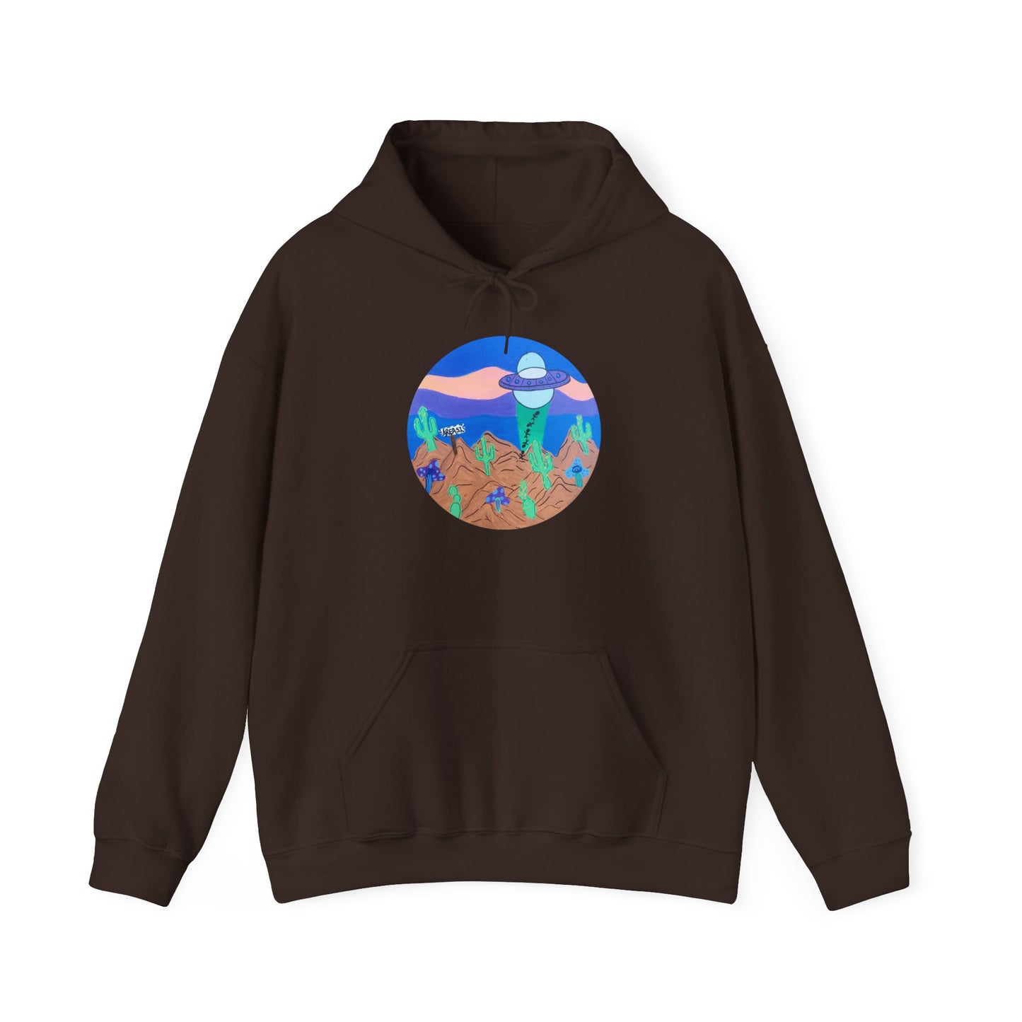 Hoodie — Retro Desert UFO Graphic Pullover