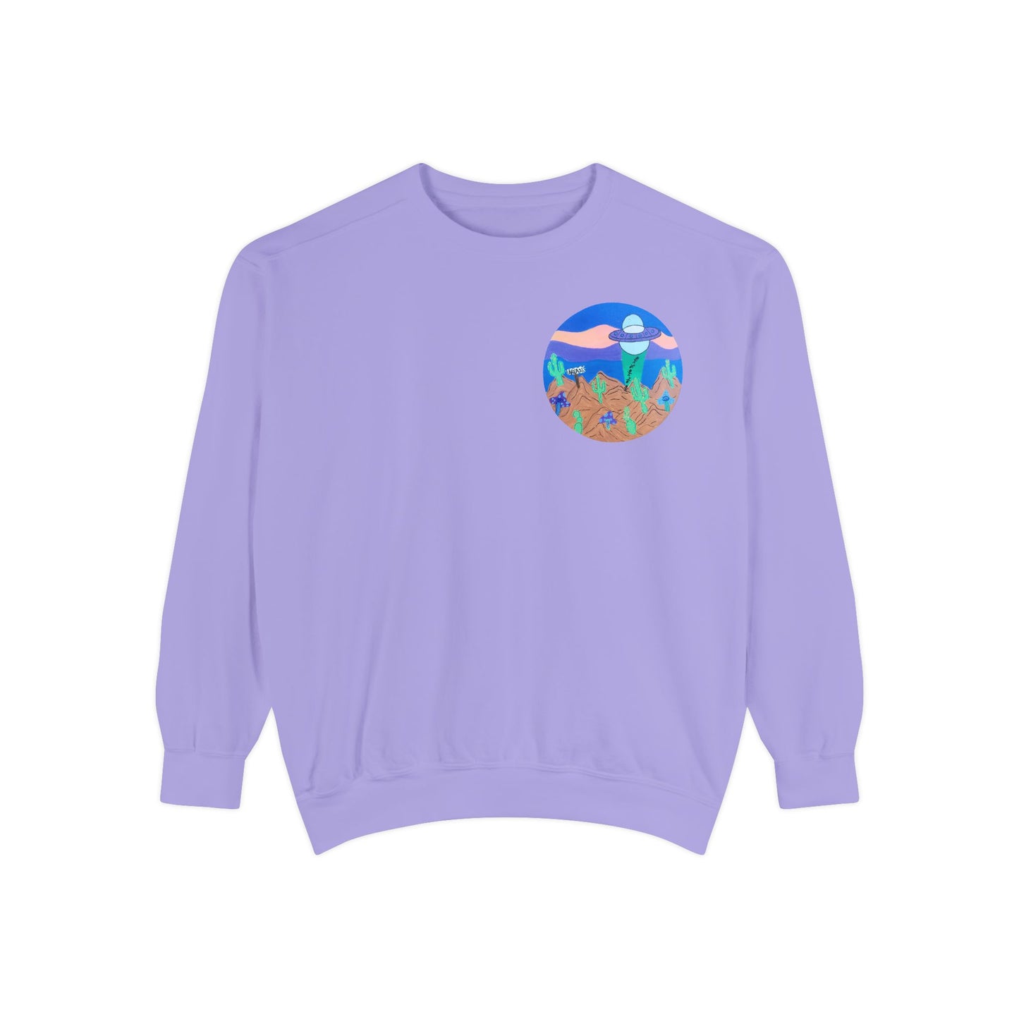 Moonlit Desert Crewneck Sweatshirt — Colorful Cactus Landscape Graphic
