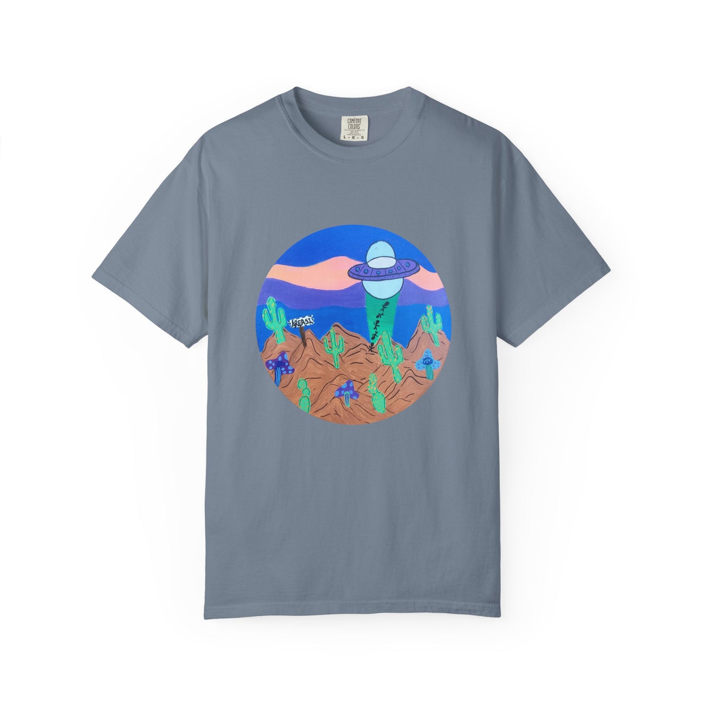 Desert UFO T-Shirt — Retro Alien Cactus Graphic Tee