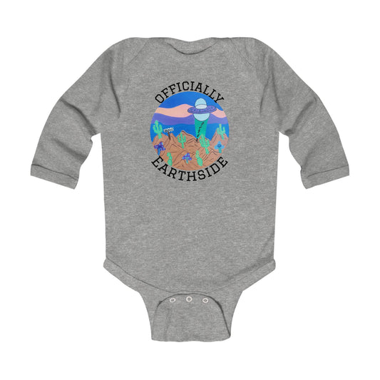 Infant Bodysuit – "Officially Earthside" Graphic Onesie (Space Baby, Newborn Gift)