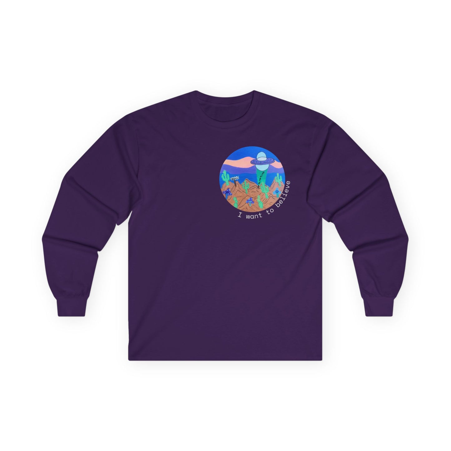 Desert Sunset Long Sleeve Tee — Colorful Cactus Landscape