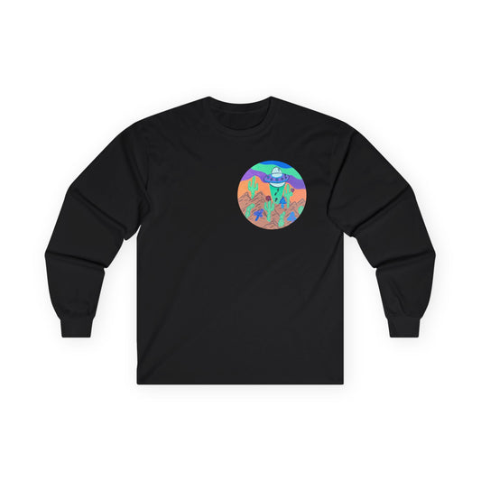Long Sleeve Tee — Colorful Desert UFO Graphic