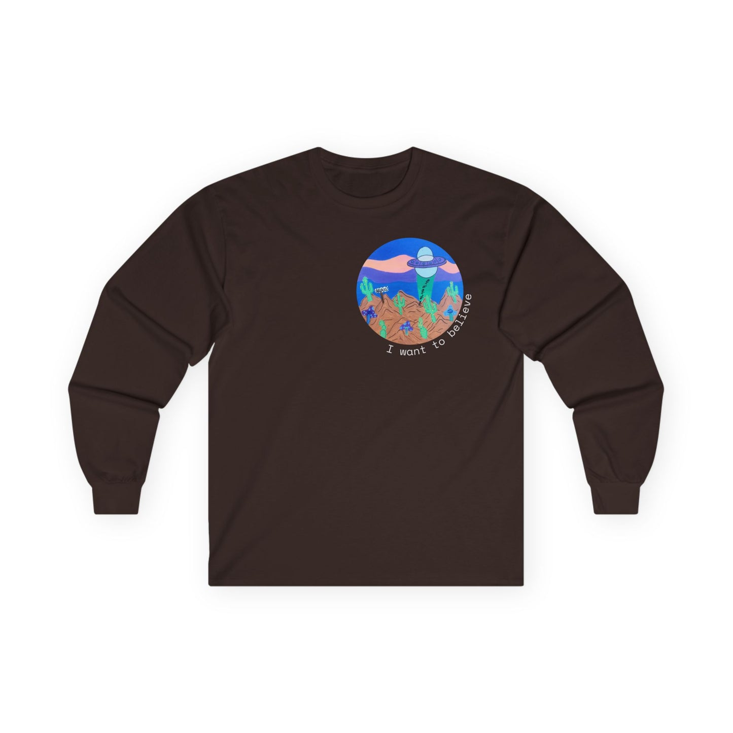 Desert Sunset Long Sleeve Tee — Colorful Cactus Landscape