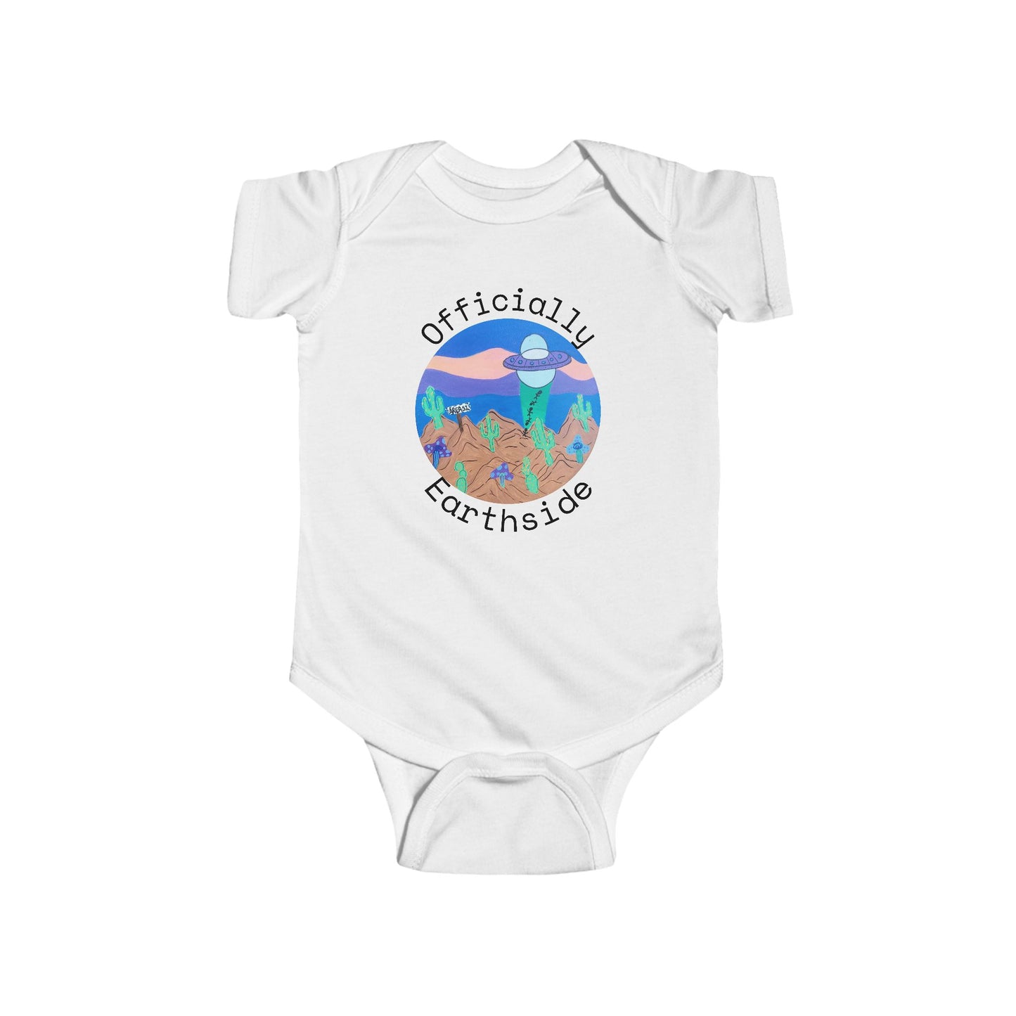 Infant Bodysuit “Officially Earthside” Cute Alien Baby Onesie