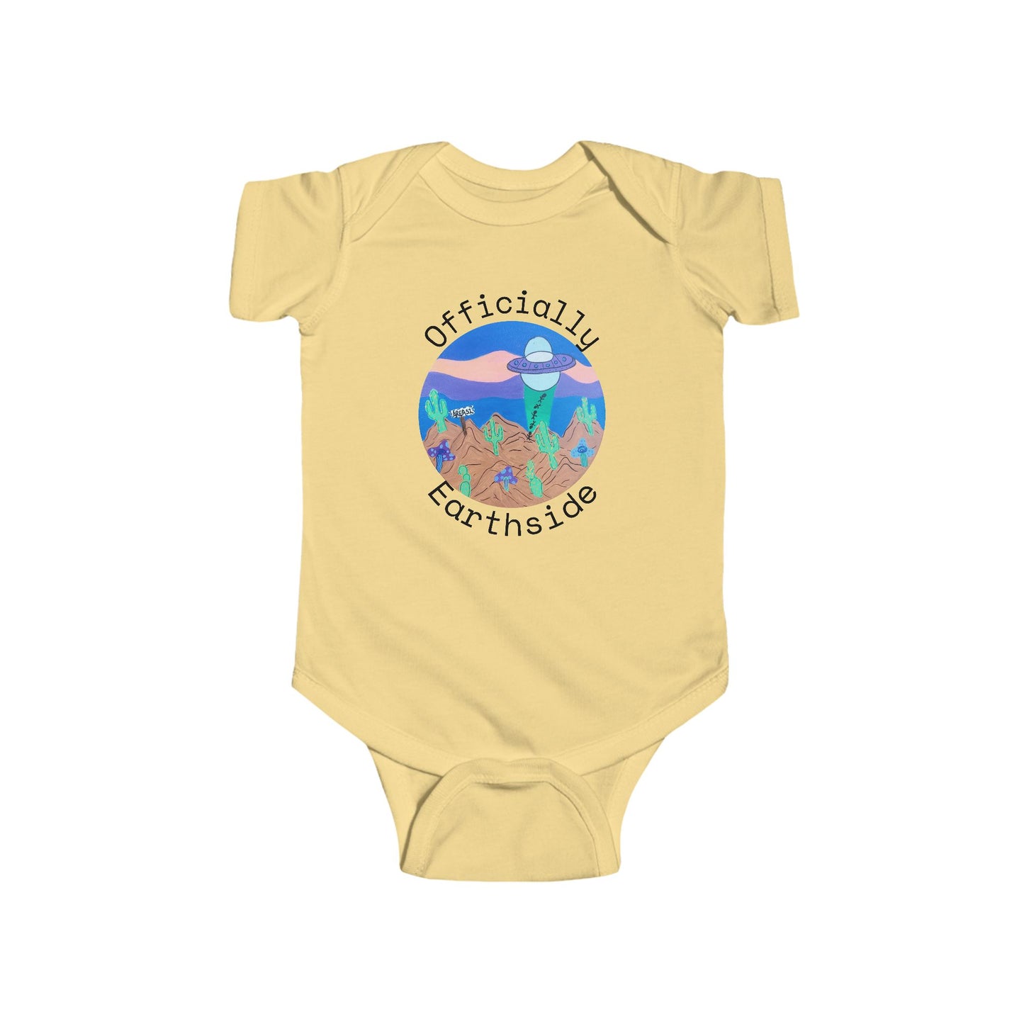Infant Bodysuit “Officially Earthside” Cute Alien Baby Onesie