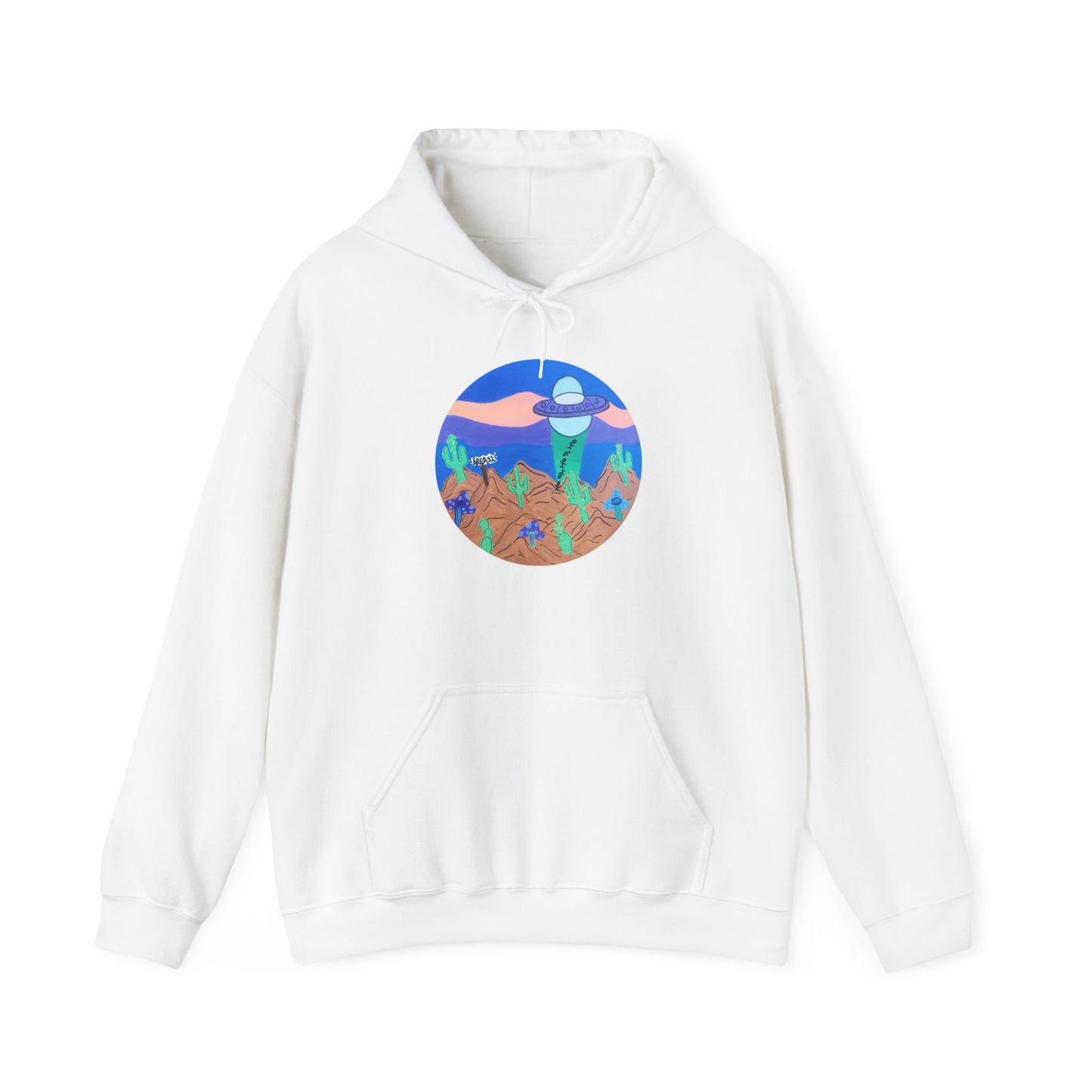 Hoodie — Retro Desert UFO Graphic Pullover