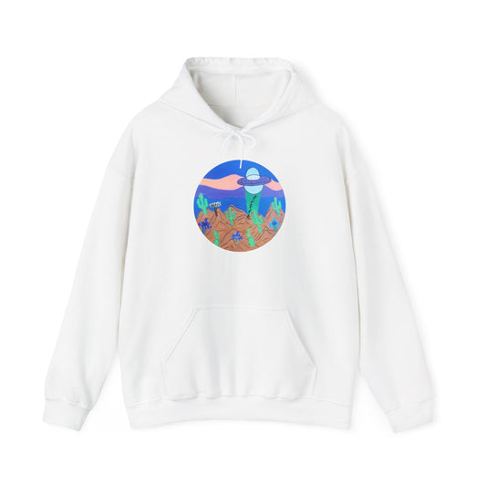 Hoodie — Retro Desert UFO Graphic Pullover