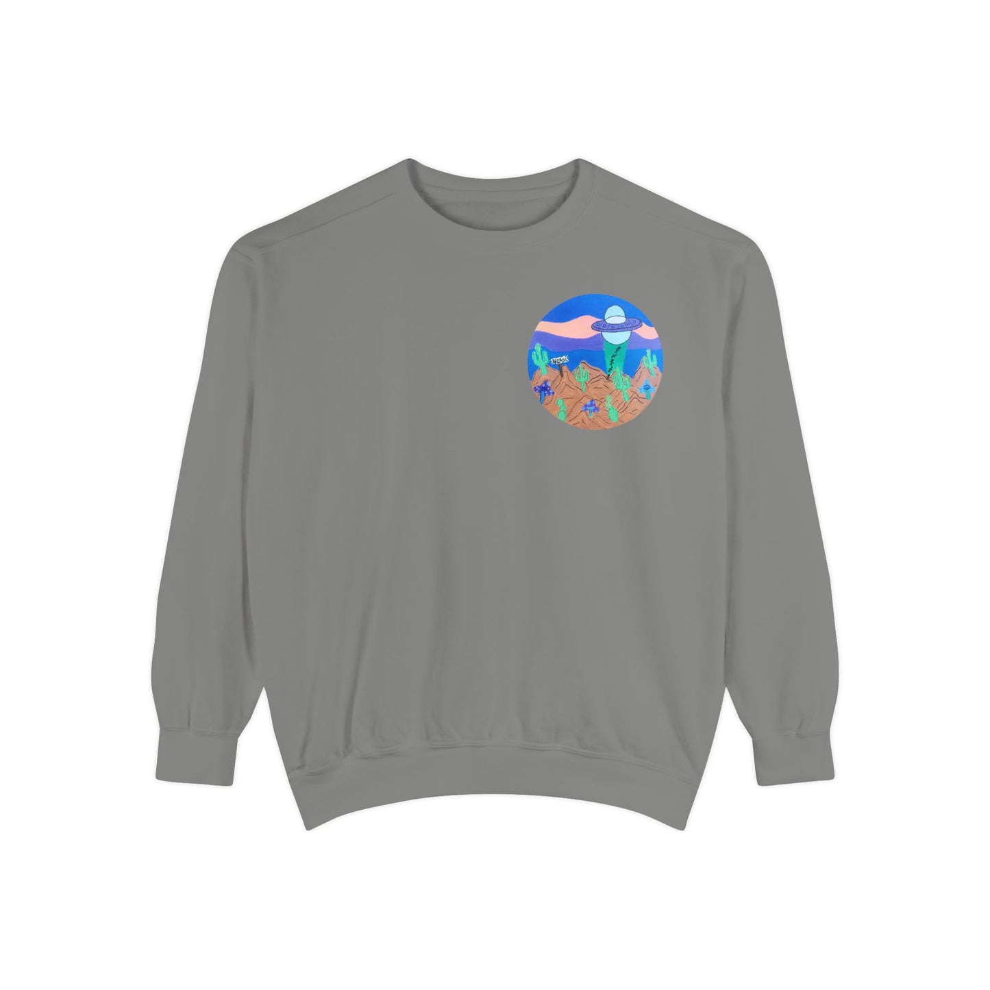 Moonlit Desert Crewneck Sweatshirt — Colorful Cactus Landscape Graphic