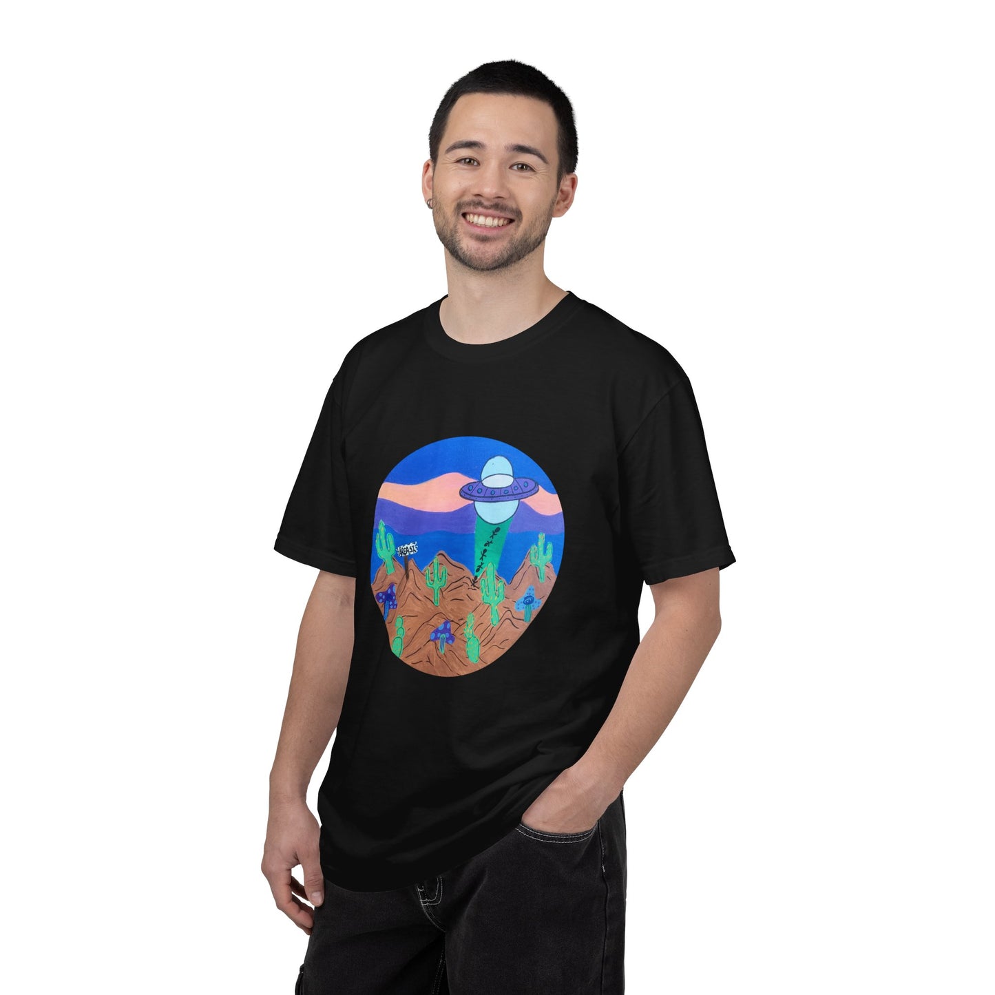 Desert UFO T-Shirt — Retro Alien Cactus Graphic Tee