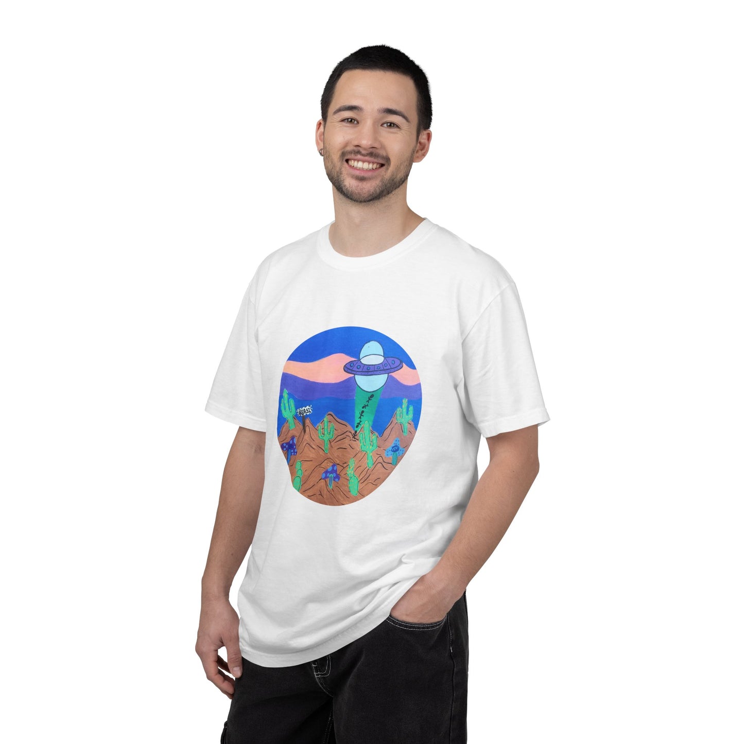 Desert UFO T-Shirt — Retro Alien Cactus Graphic Tee