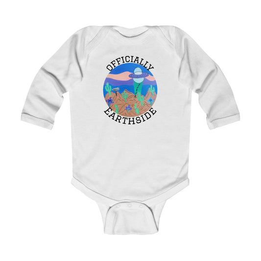 Infant Bodysuit – "Officially Earthside" Graphic Onesie (Space Baby, Newborn Gift)
