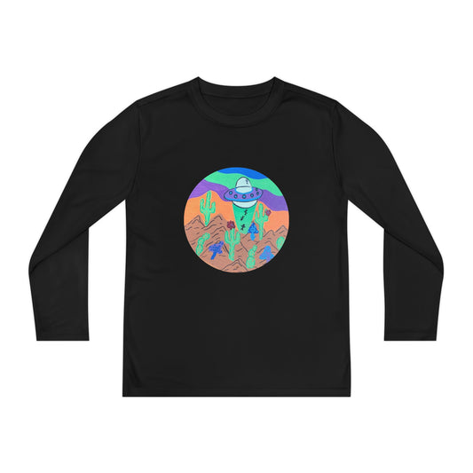 Kids Long Sleeve Tee - Colorful UFO Desert Graphic