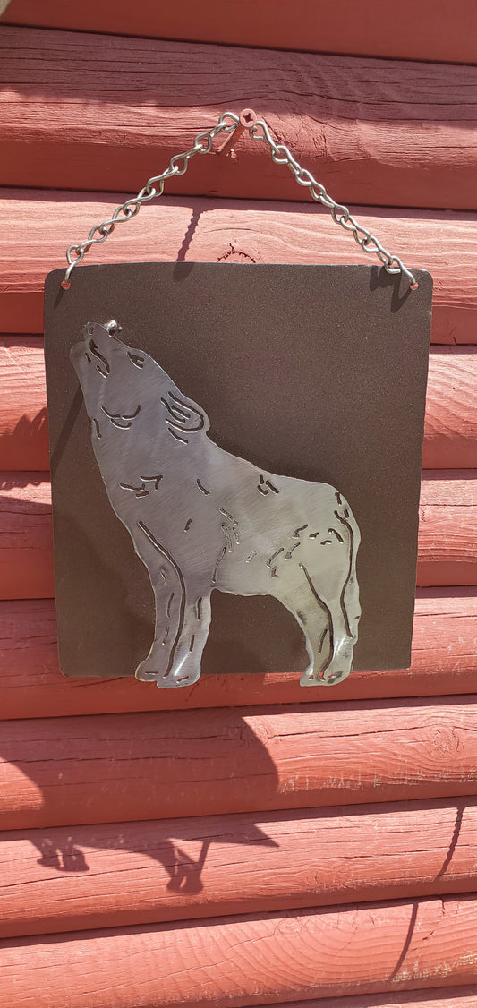 Wolf Portrait- Metal Howling Wolf