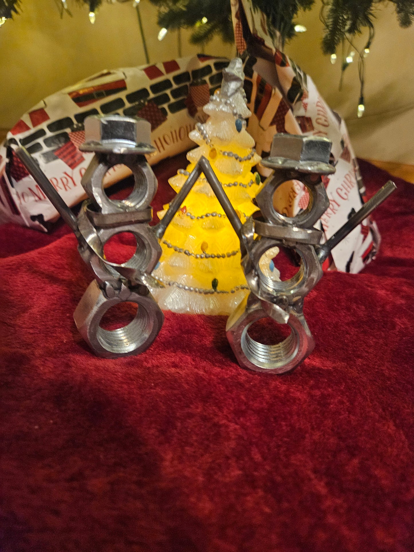 Snowman Couple Decoration, Metal Snowman Couple