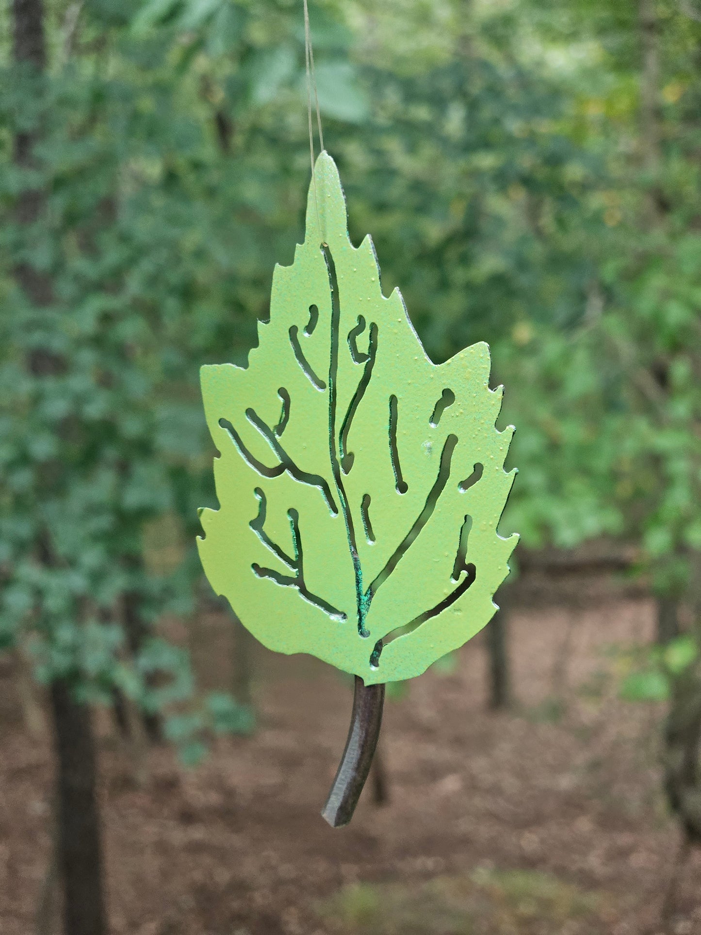 Green Leaf Hanging, Metal Leaf Sun Catcher, Fall Birthday Gift