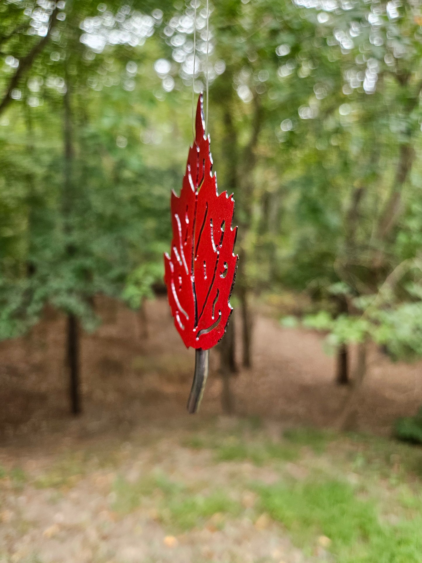 Small Red Leaf, Metal Leaf, Metal leaf Hanging, Leaf Sun Catcher